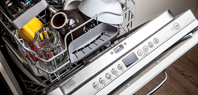 Dishwasher with hidden controls