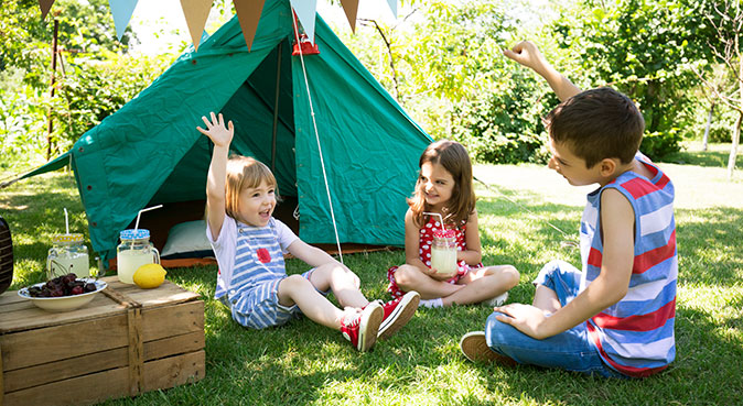 Kids camp-out in backyard