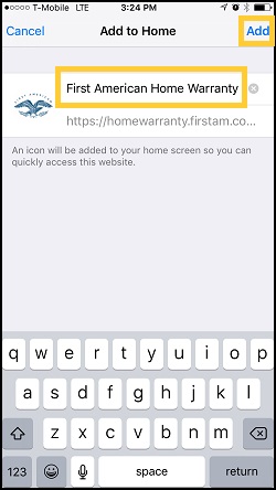 iPhone tap Add