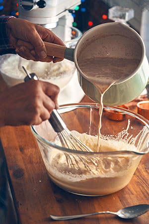 Making the eggnog custard
