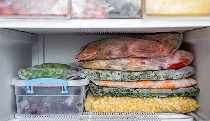 Organizing food in neatly labeled freezer baggies helps improve circulation of cold air.