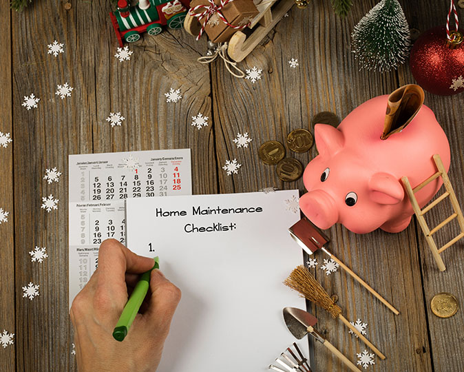 A person starts a home maintenance checklist to add to their homeowner maintenance manual.