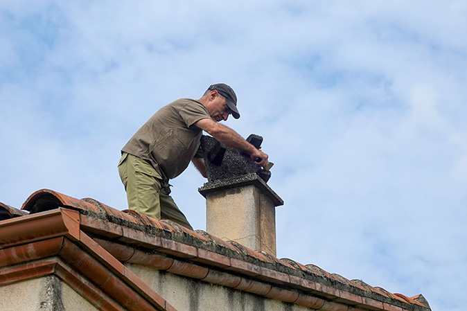 A man cleaning out a house chimney.