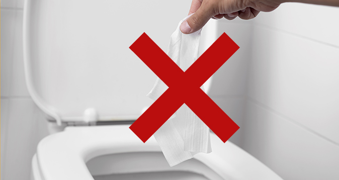 Never flush wipes down the toilet