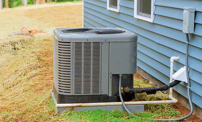 Air conditioner outside a residential home