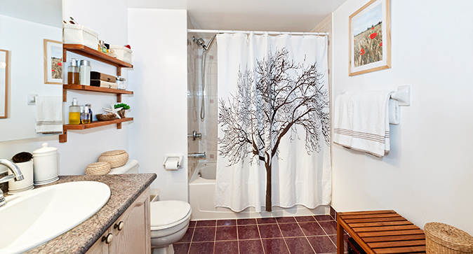 Add new shower curtain for bathroom refresh